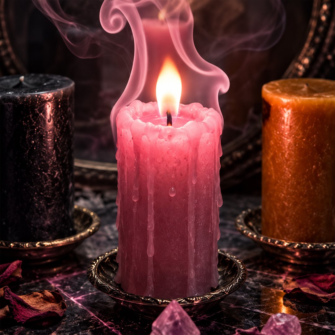 Pink ritual candle